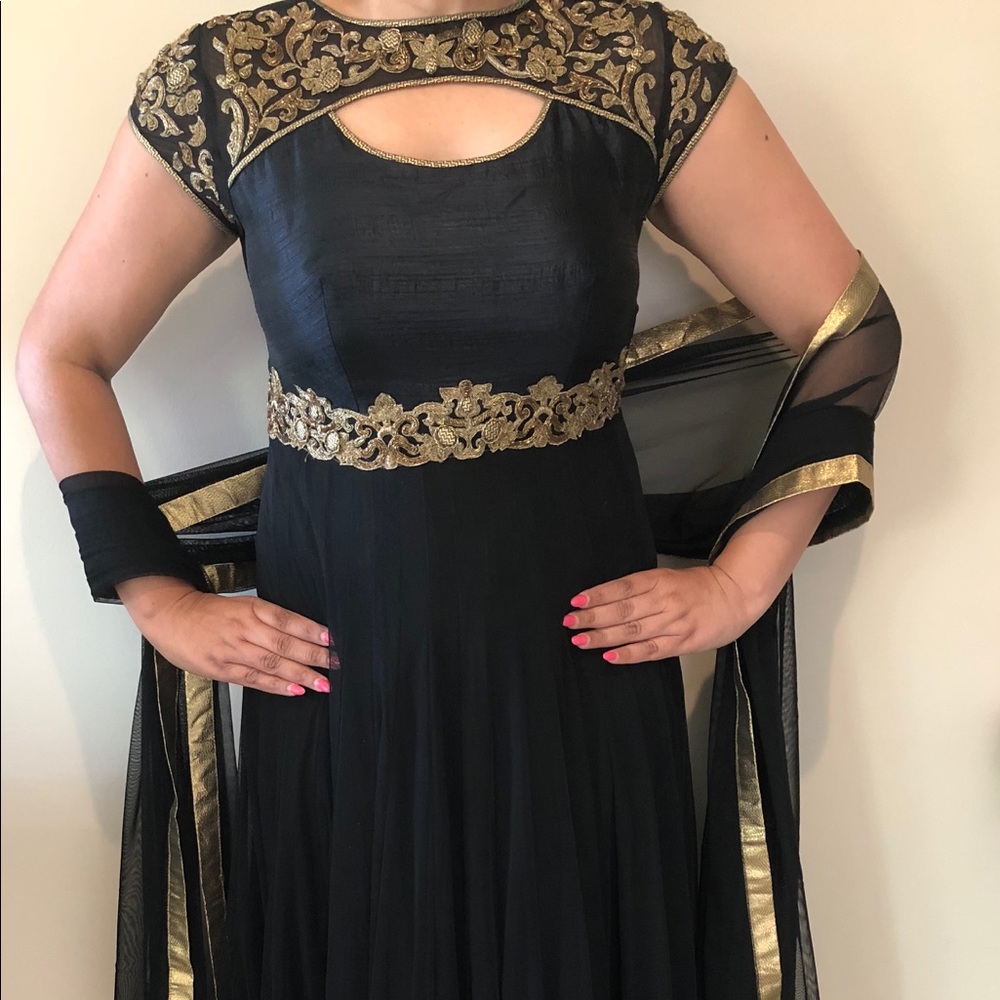 Black and Gold Embroidery Indian Anarkali